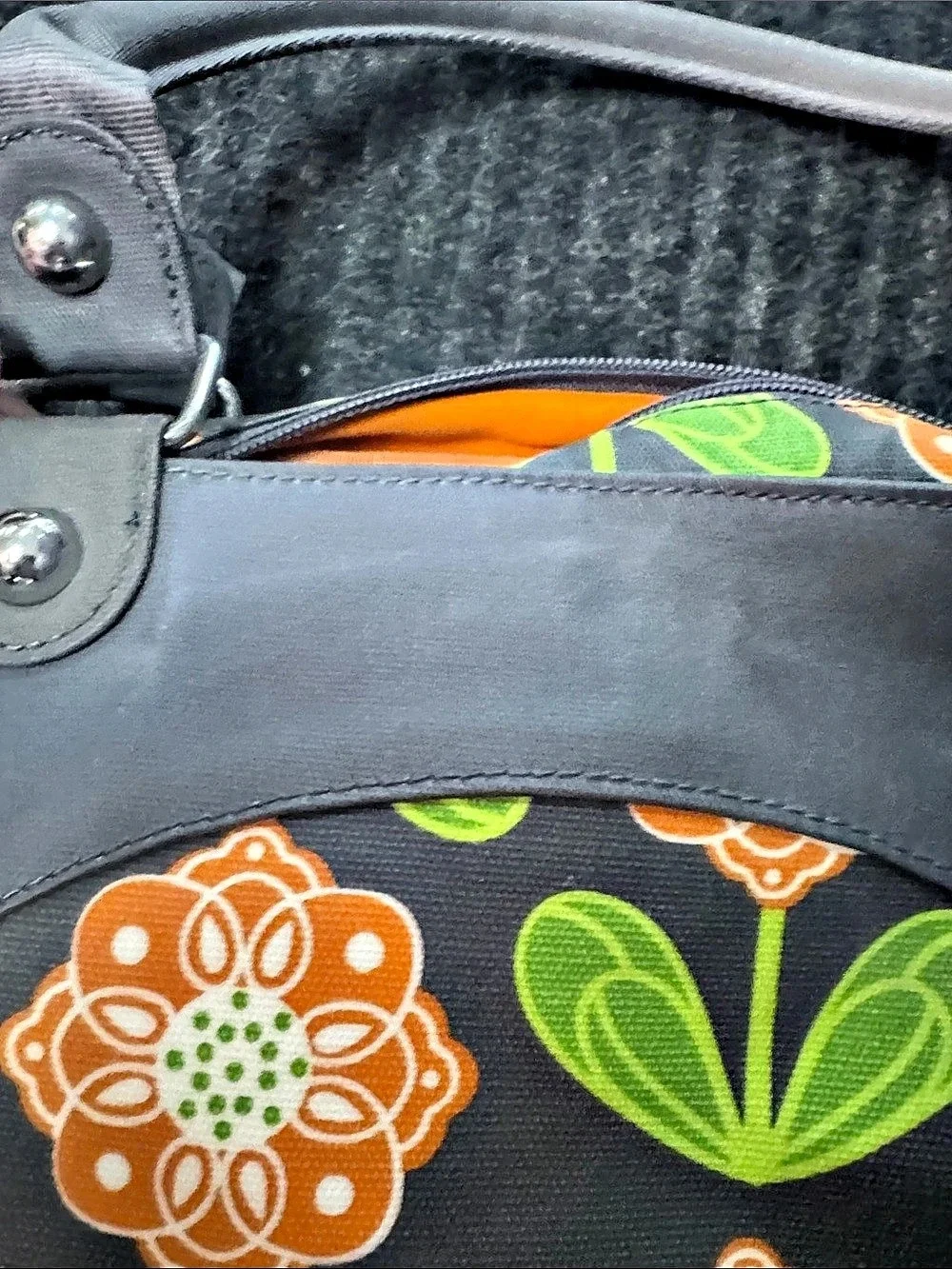 Petunia Pickle Bottom Boxy Backpack Floral Bag Black & Orange